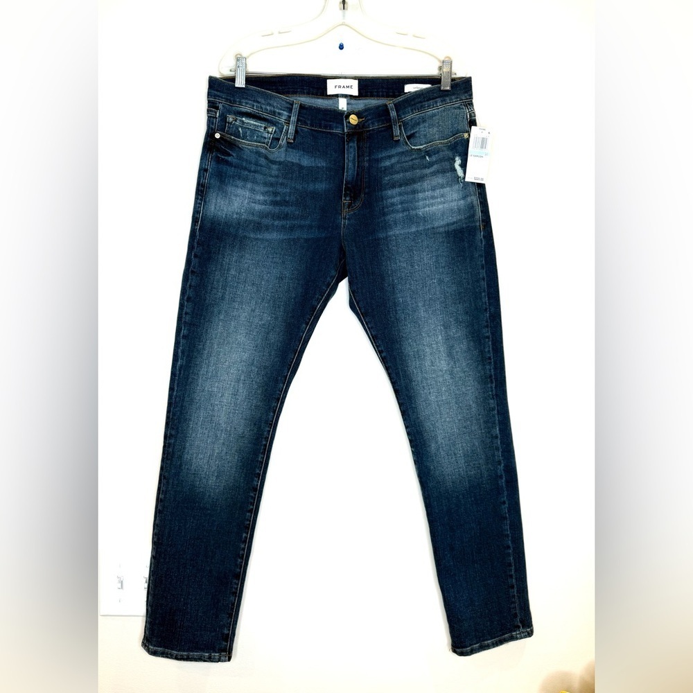 đ„NWT FRAME Le Garçon Blue Jeans Size 31 straight Legđ„ - Picture 1 of 11